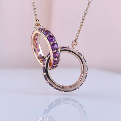 Interlocking Garnet Rings Necklace
