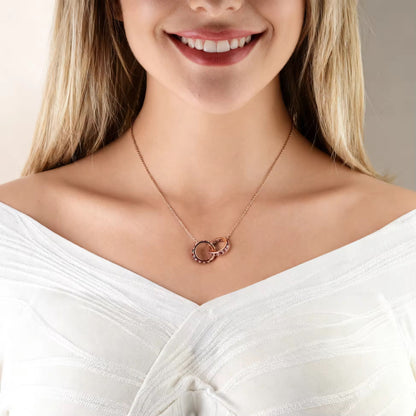 Interlocking Garnet Rings Necklace