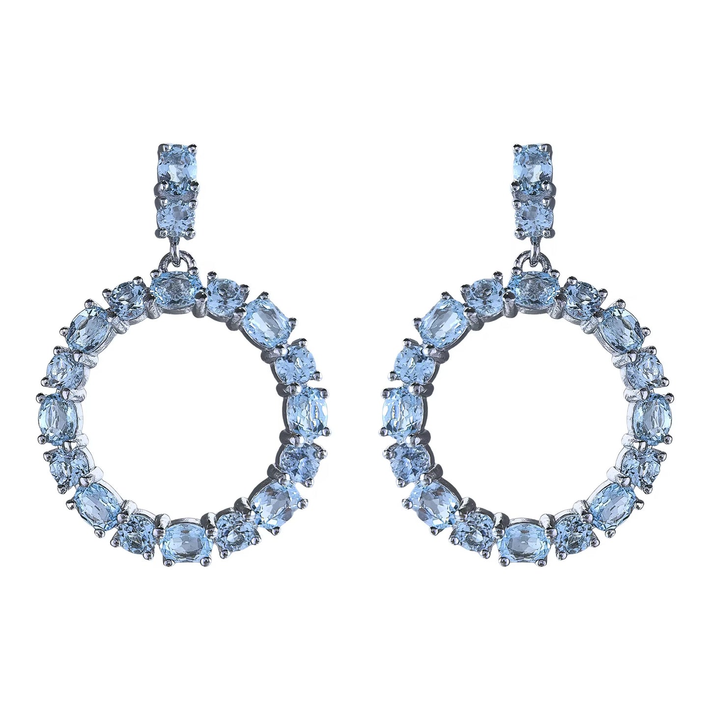 Sky Blue Topaz Circle Earrings
