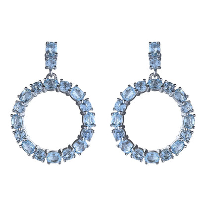 Sky Blue Topaz Circle Earrings