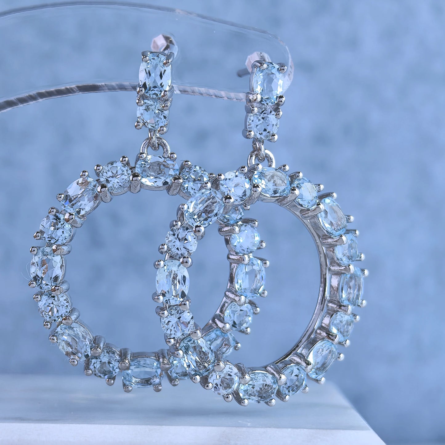 Sky Blue Topaz Circle Earrings