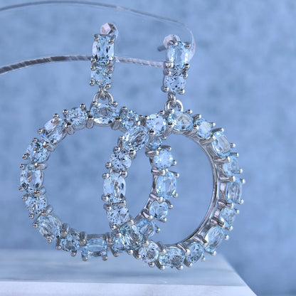 Sky Blue Topaz Circle Earrings
