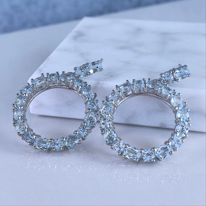 Sky Blue Topaz Circle Earrings