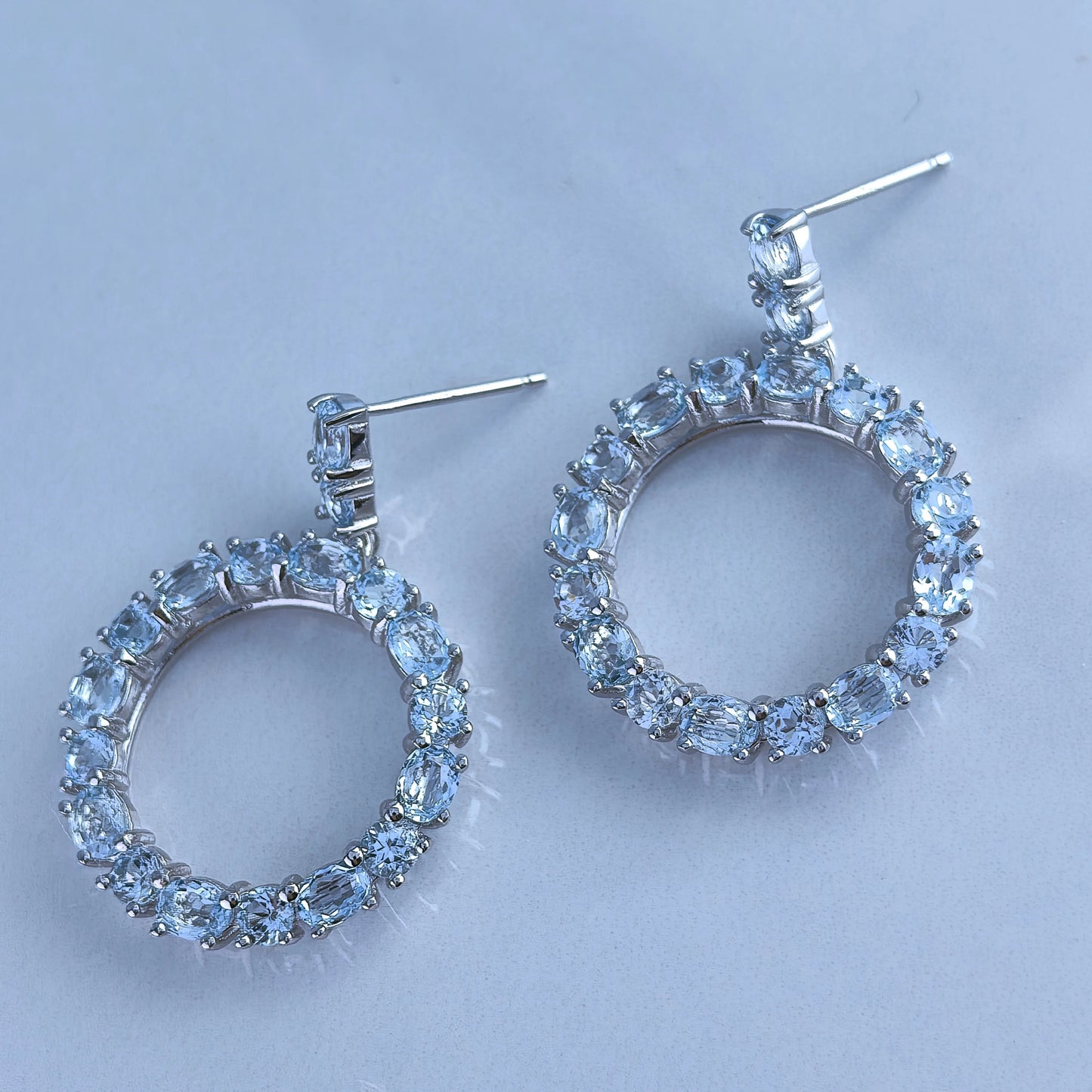 Sky Blue Topaz Circle Earrings
