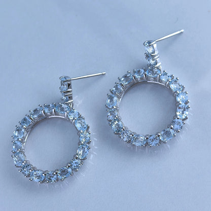 Sky Blue Topaz Circle Earrings
