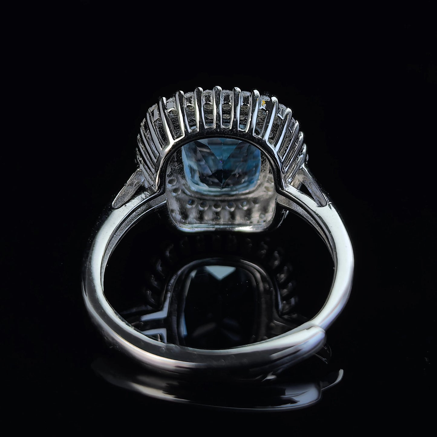 Azure Topaz Halo Ring