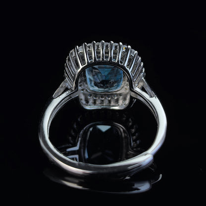 Azure Topaz Halo Ring