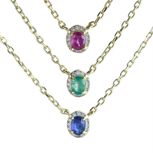 Oval Gemstone Necklace