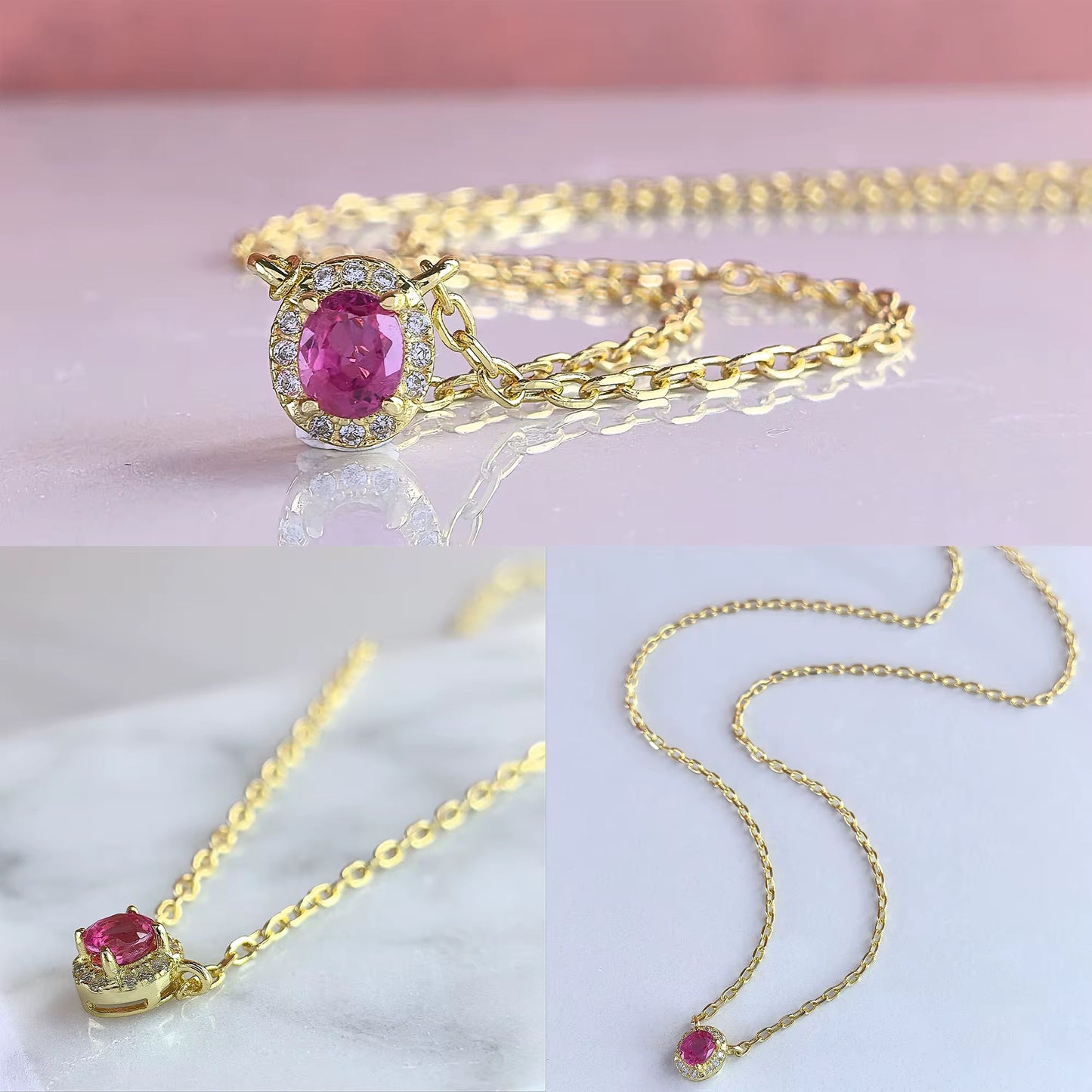Oval Gemstone Necklace