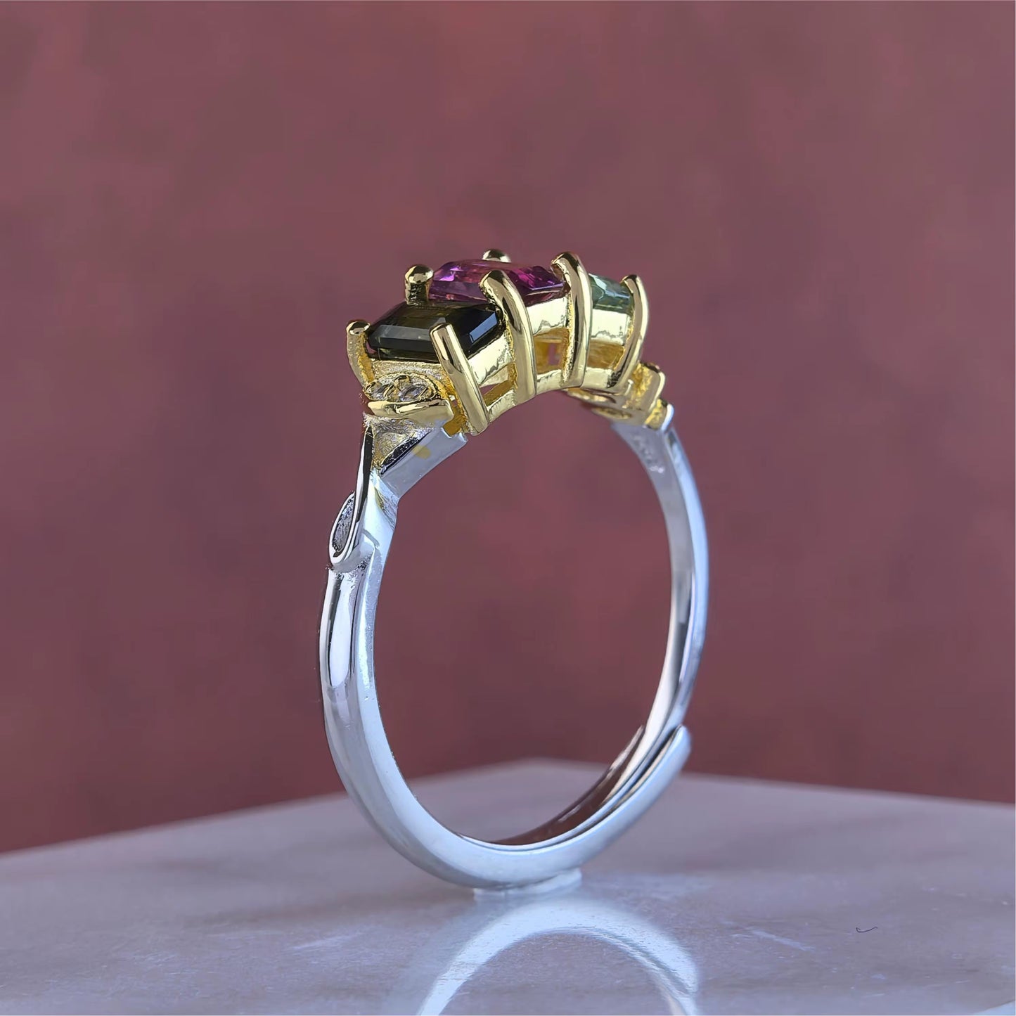 Three Stone Tourmaline Ring