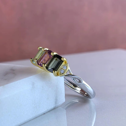 Three Stone Tourmaline Ring