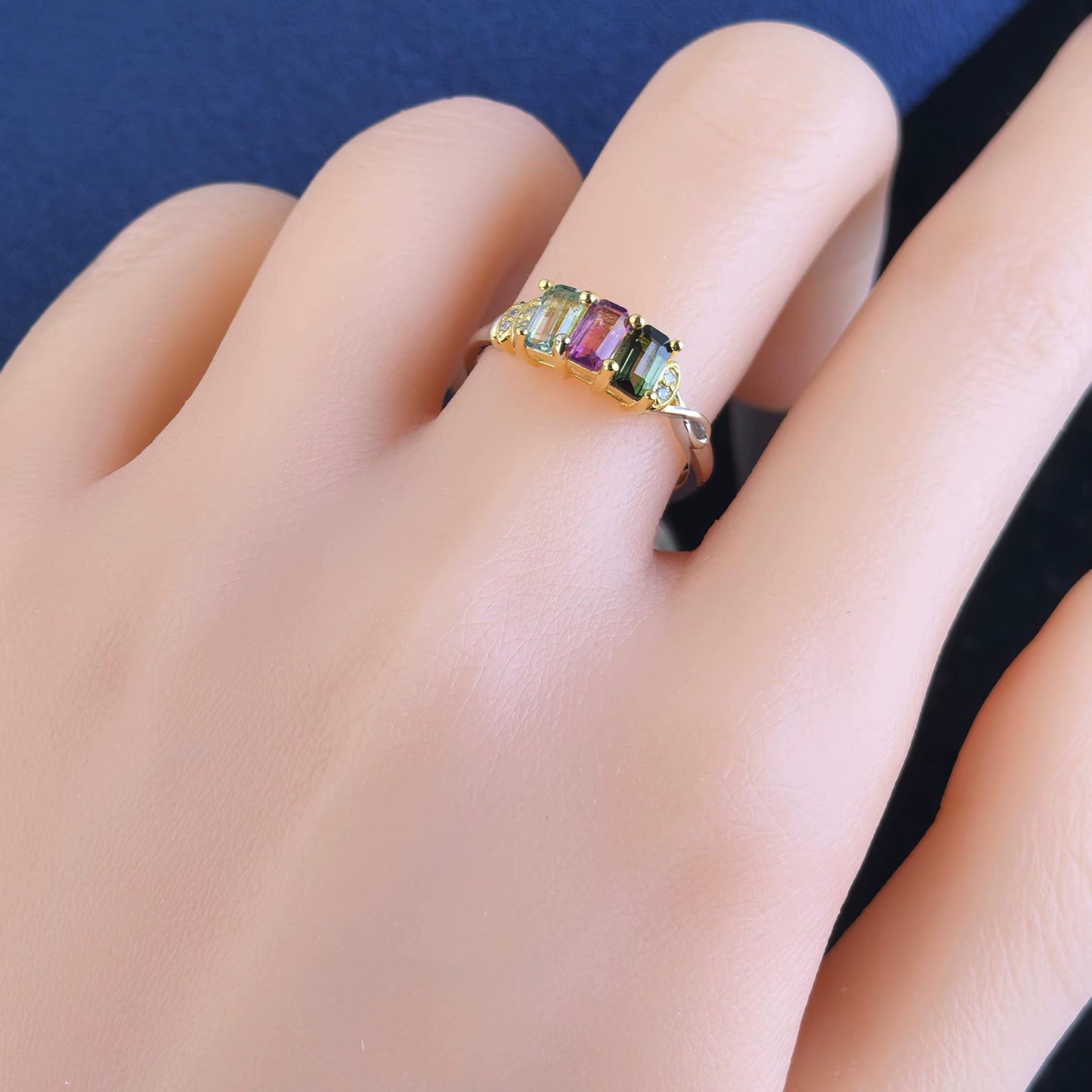 Three Stone Tourmaline Ring
