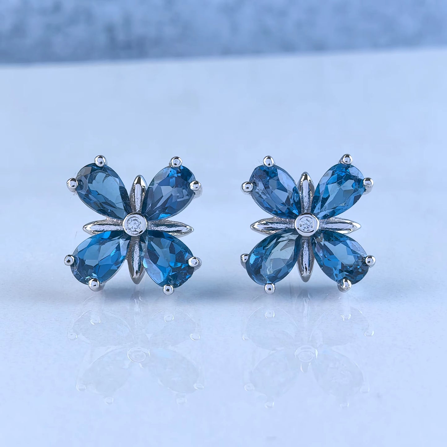 Blossom Blue Topaz Stud Earrings