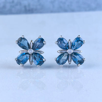 Blossom Blue Topaz Stud Earrings