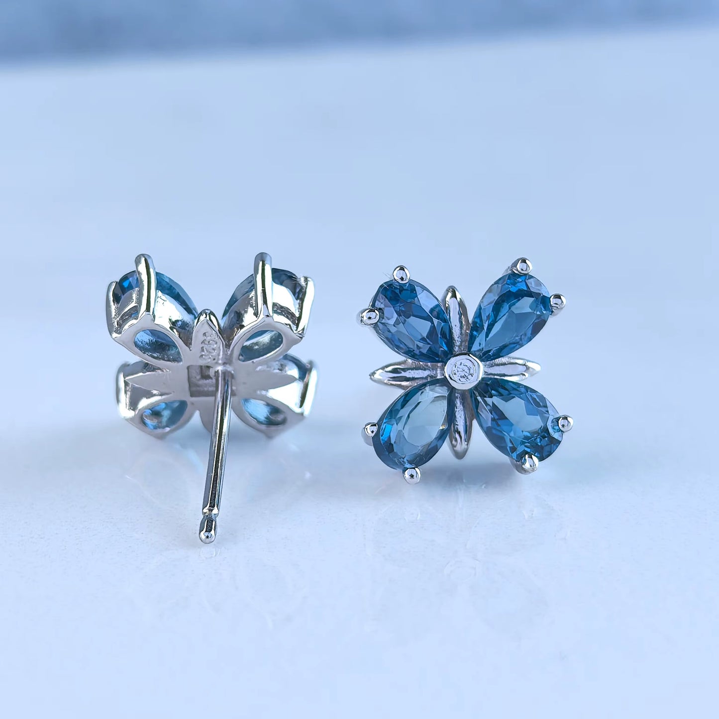 Blossom Blue Topaz Stud Earrings