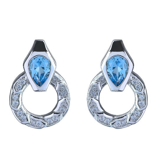 Swiss Blue Topaz Drop Circle Earrings