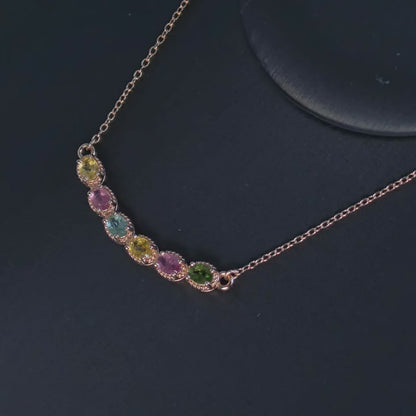 Tourmaline Rainbow Line Necklace