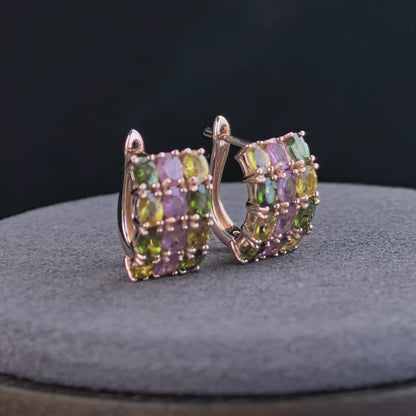 Multistone Gem Hoop Earrings