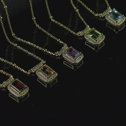 Strahlende Edelstein-Halo-Halskette