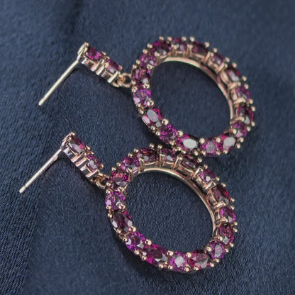 Garnet Circle Earrings