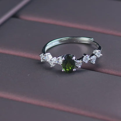 Diopside Crescent Ring