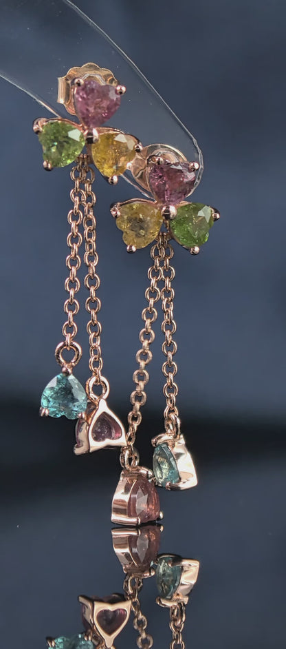 Tourmaline Clover Dangle Earrings