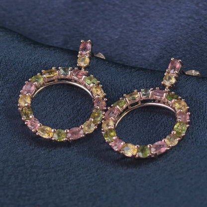 Mehrfarbige Turmalin-Kreisohrringe
