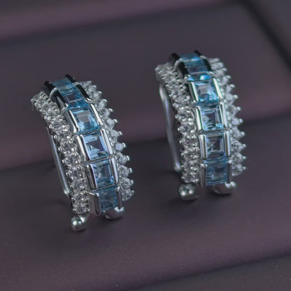 Sky Blue Topaz Hoop Earrings