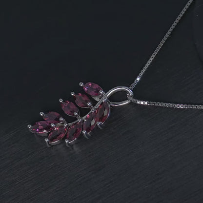 Pink Garnet Leaf Pendant