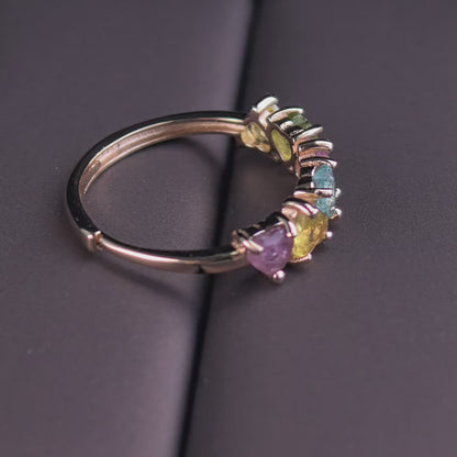 Rainbow Tourmaline Heart Ring