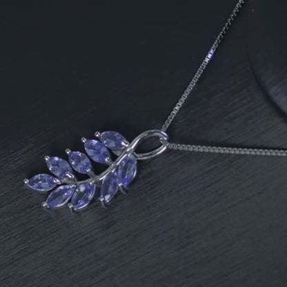 Blue Tanzanite Leaf Pendant