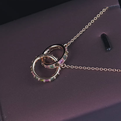 Interlocking Tourmaline Rings Necklace
