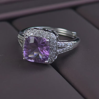Amethyst Radiance Halo Ring